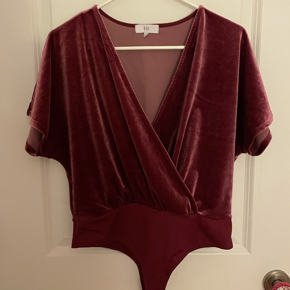 Maroon velvet bodysuit
